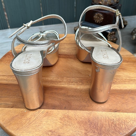 SCHUTZ Gold Platform Sandals - Picture 5 of 16